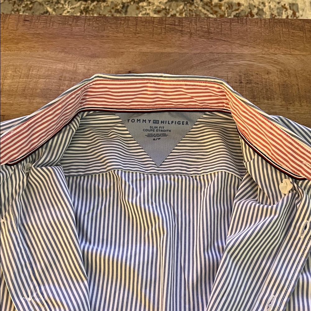 Slim Tommy Hilfiger Men's Blue Striped Shirt Size Small - Picture 3 of 9